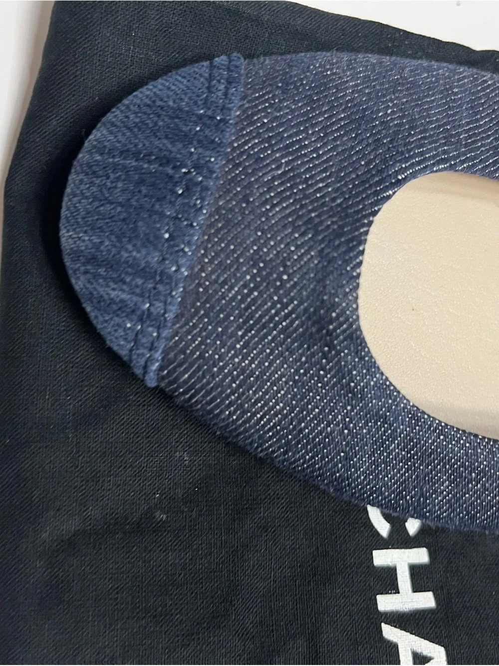 CHANEL Navy Denim Round-Toe Flat Pump